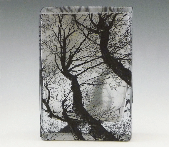 Mary Melinda Wellsandt - Etched Glass Vase, Black Tree